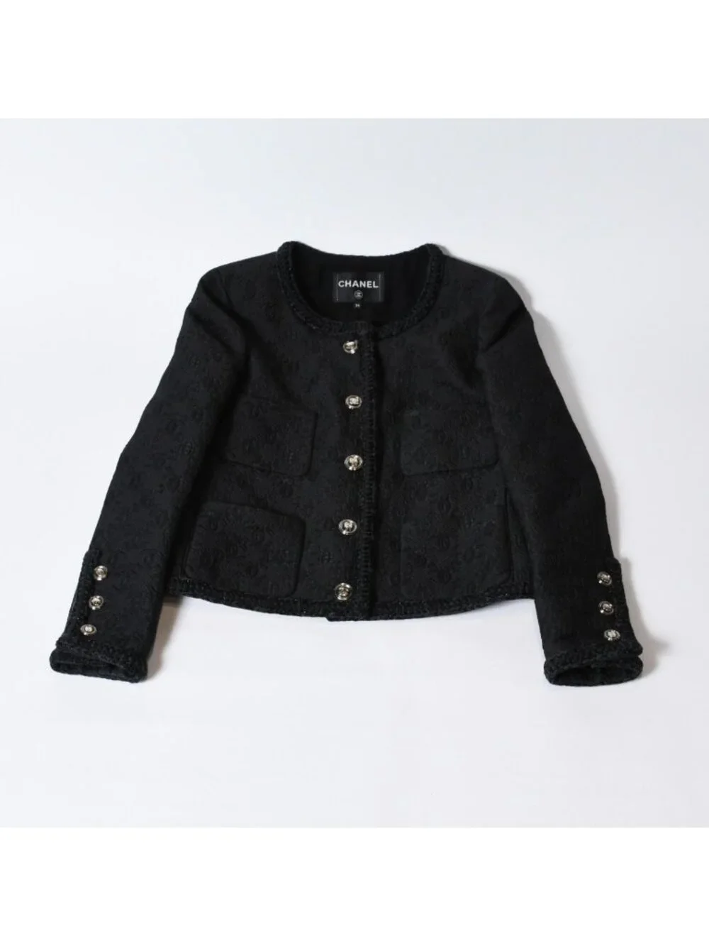 Chanel Tweed Jacket CC Logo Black
